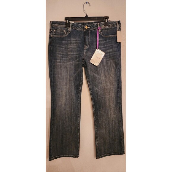 Vigoss Women's Blue Straight Leg Jeans, Size 17 Mid-Rise, Dark Wash Denim Pants - Picture 1 of 3